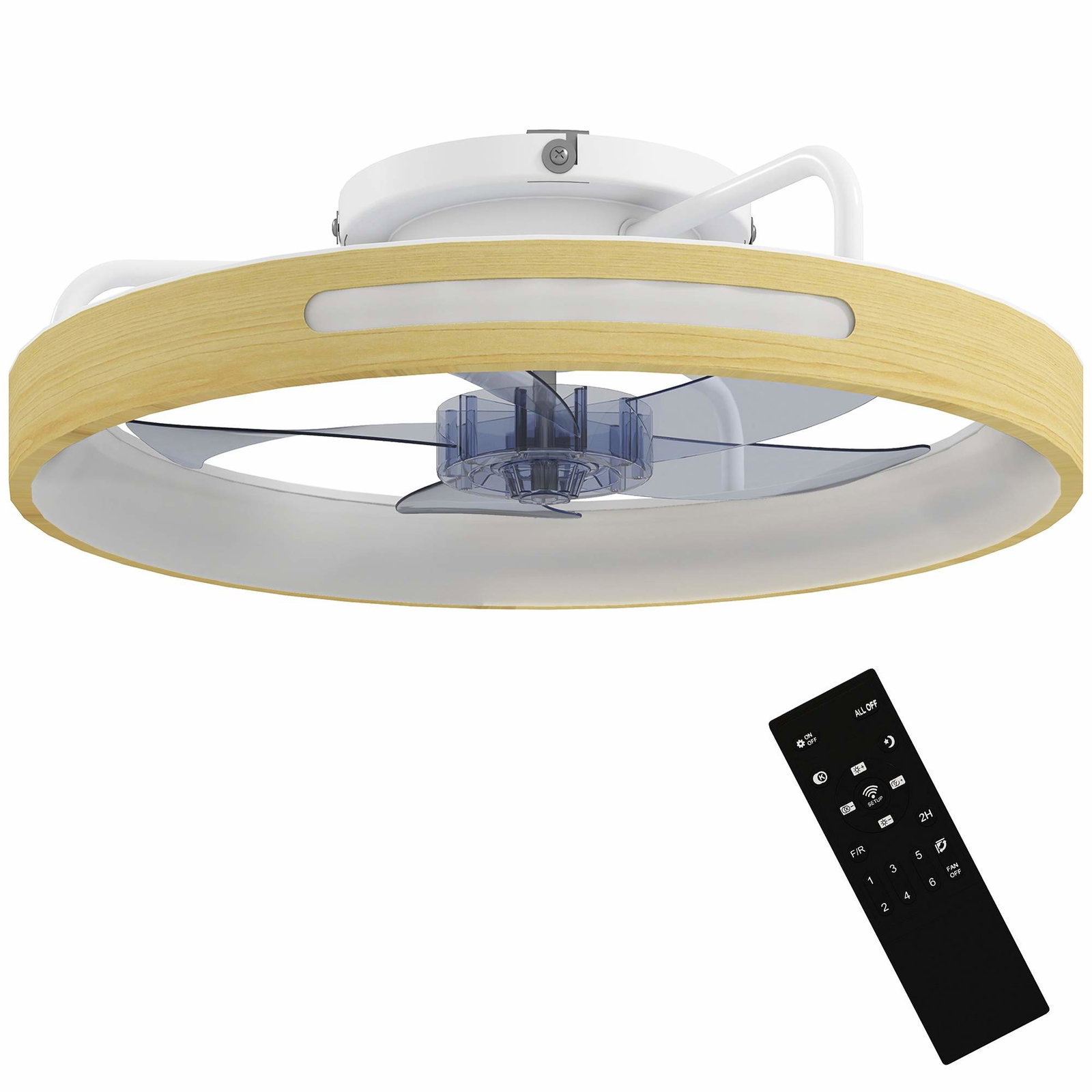 Takfläkt med belysning, 49 cm LED, naturlig träfinish | Hem & Hobby | Pryloteket