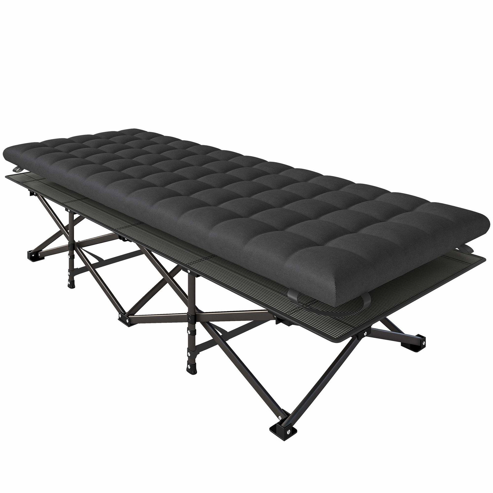 Hopfällbar campingsäng med dyna – 200 kg kapacitet, svart | Hem & Hobby | Pryloteket