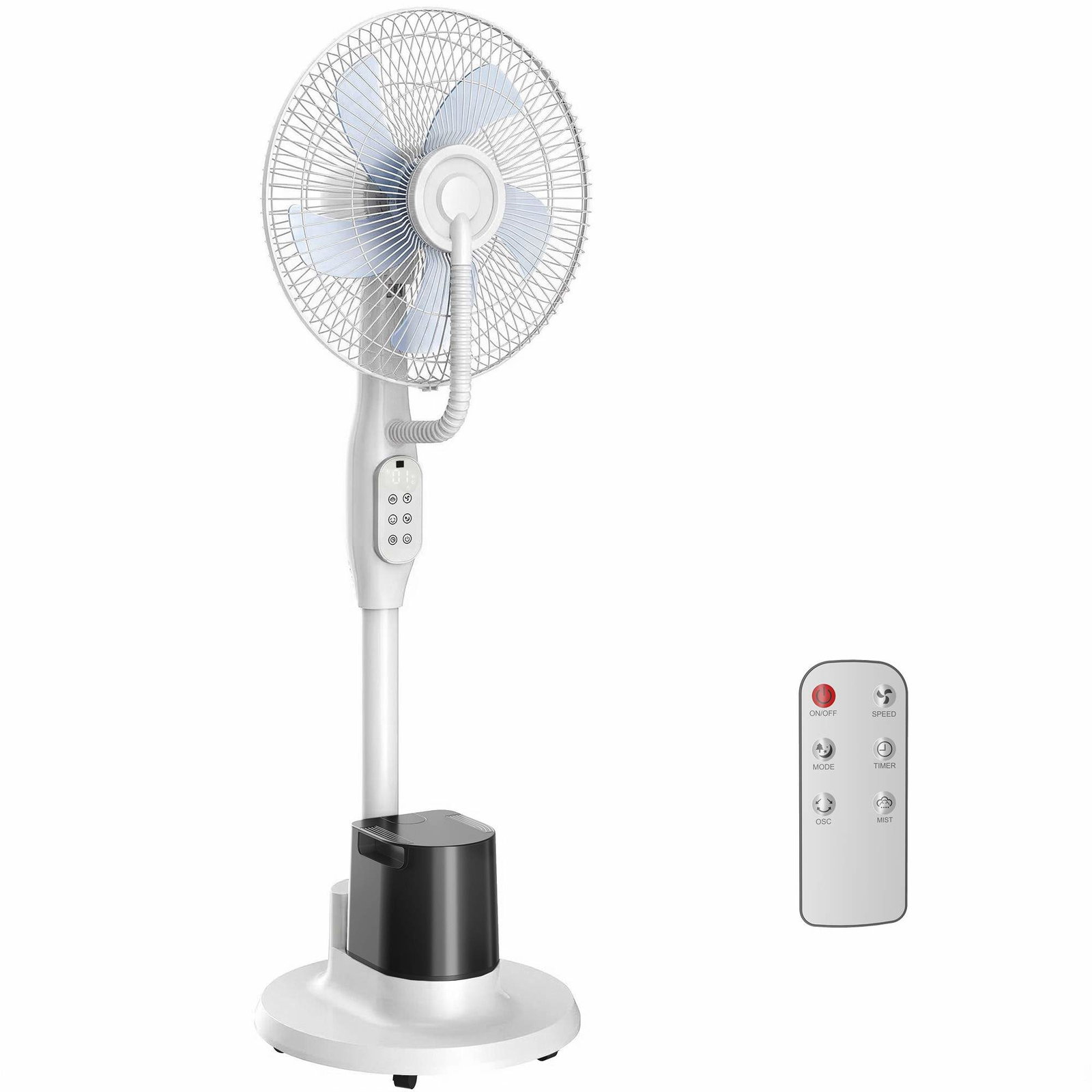 Gulvventilator med tåge – 3 hastigheder, 3,5 liters tank, fjernbetjening