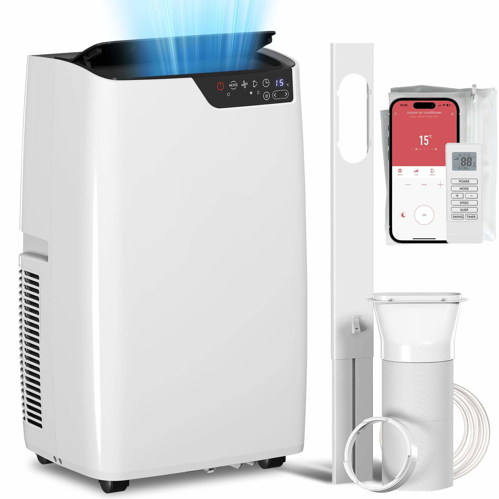 Bærbart klimaanlæg 12000 BTU – WiFi, 4-i-1-tilstande