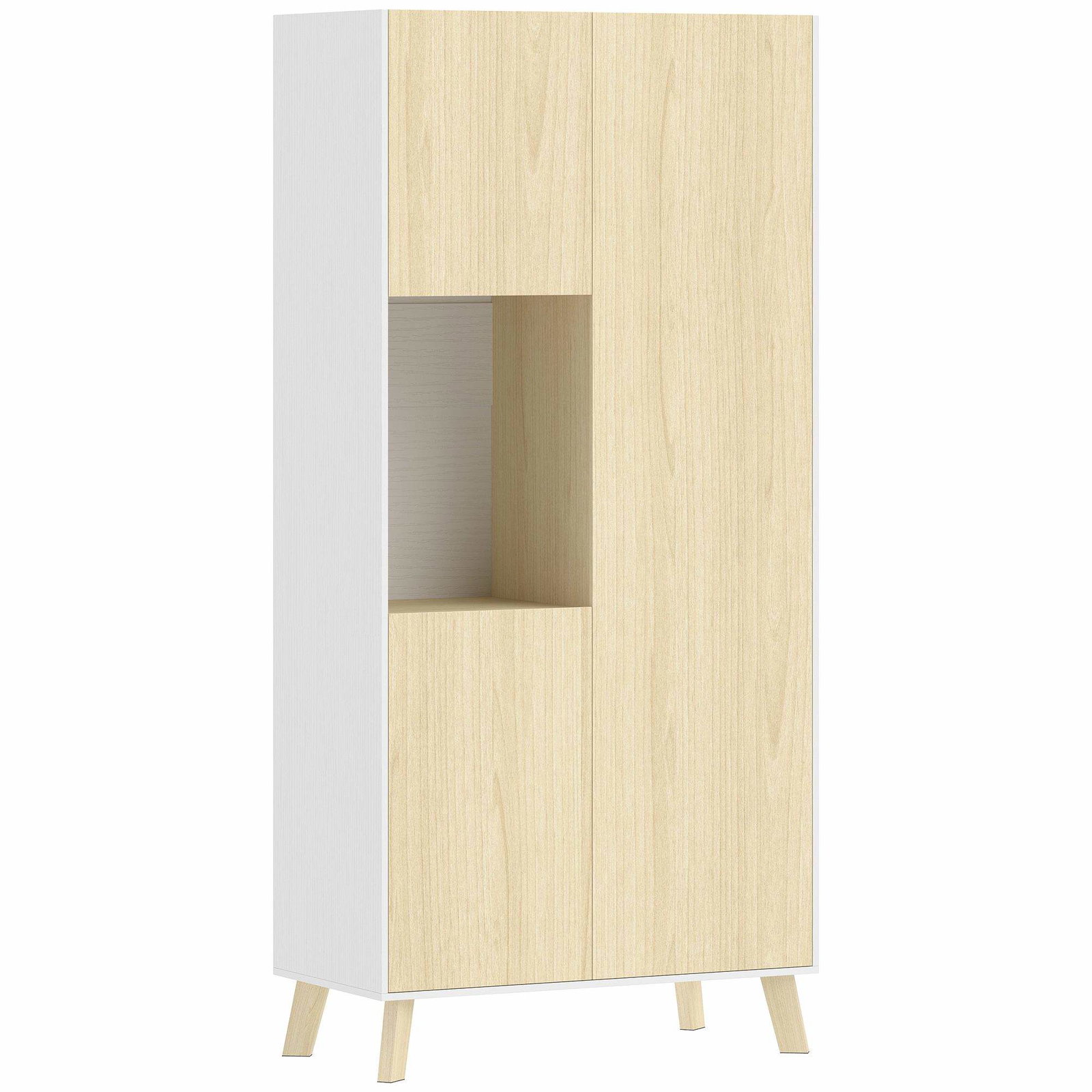 Højt køkkenskab – Naturtræ, justerbare hylder, soft-close