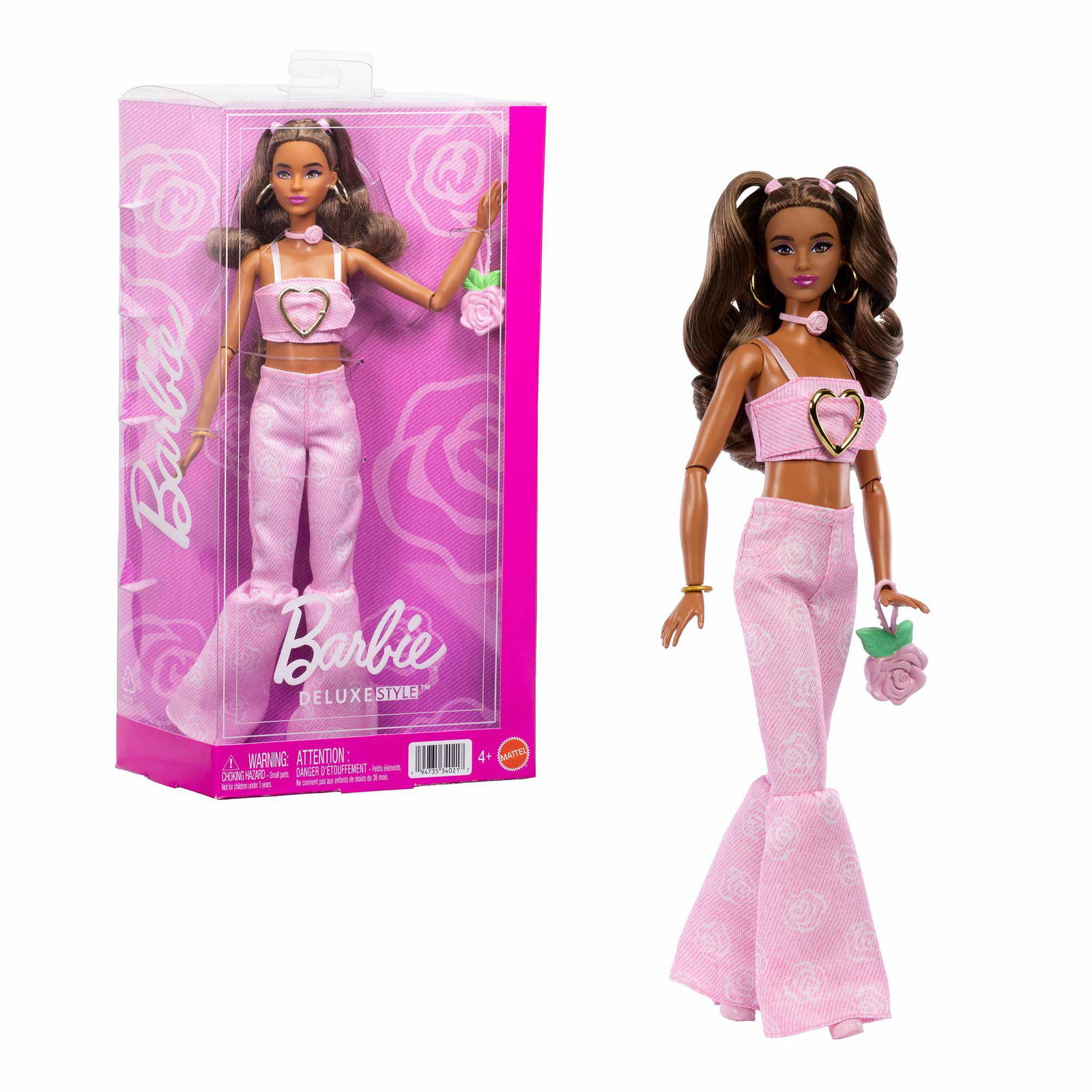 Barbie Deluxe-dukke med denimkjole med stjerneprint billede