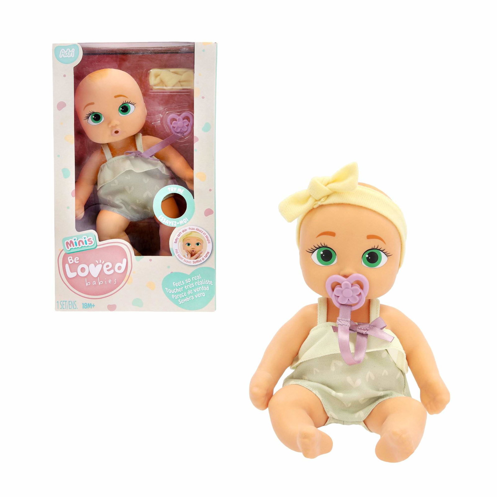 Babydukke 21 cm med tøj og sut