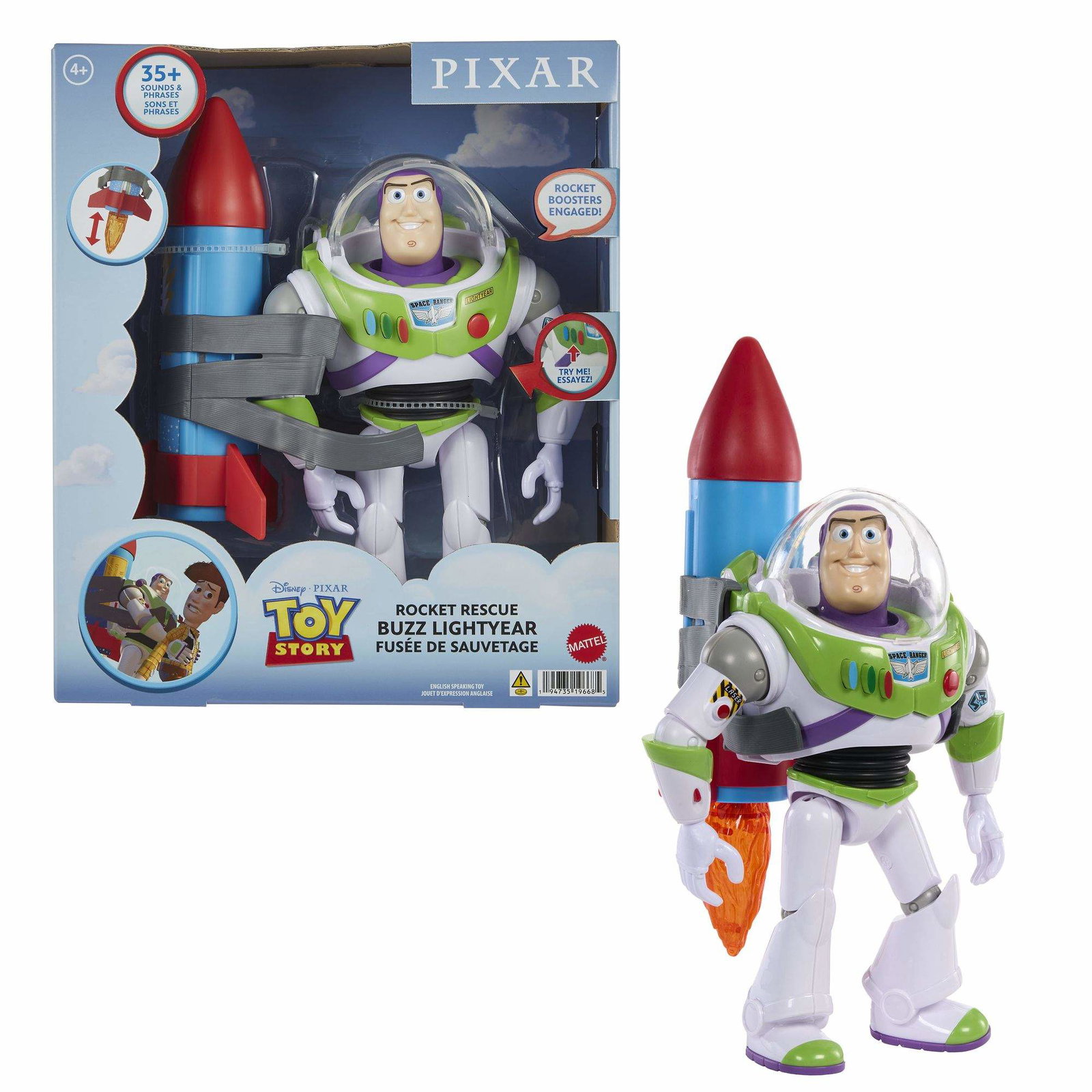 Buzz Lightyear actionfigur med raket og lyde billede