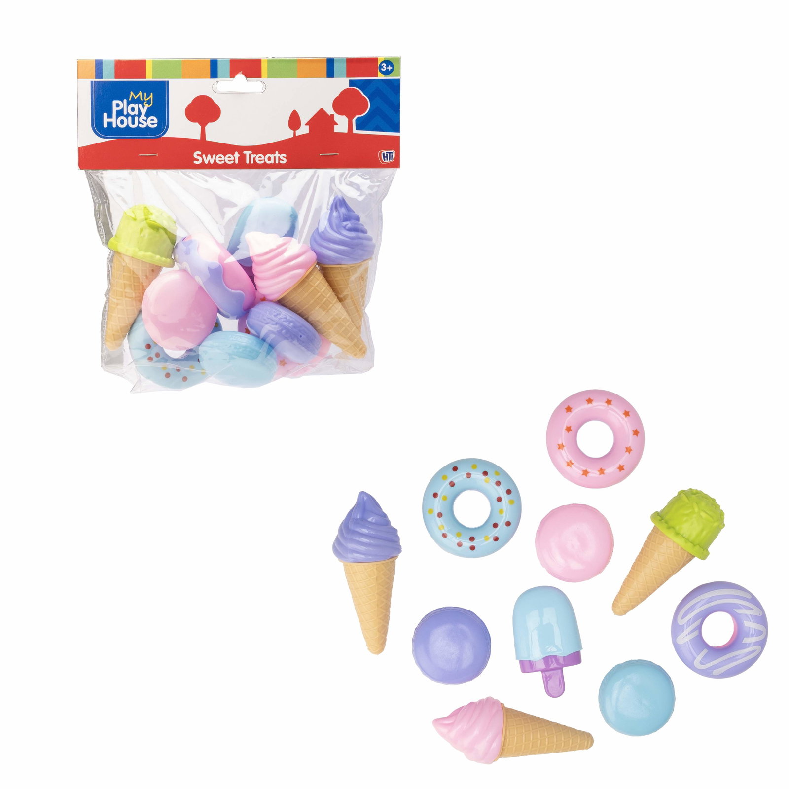 Legemadssæt – Is, Donuts, Macarons, 10 stk.