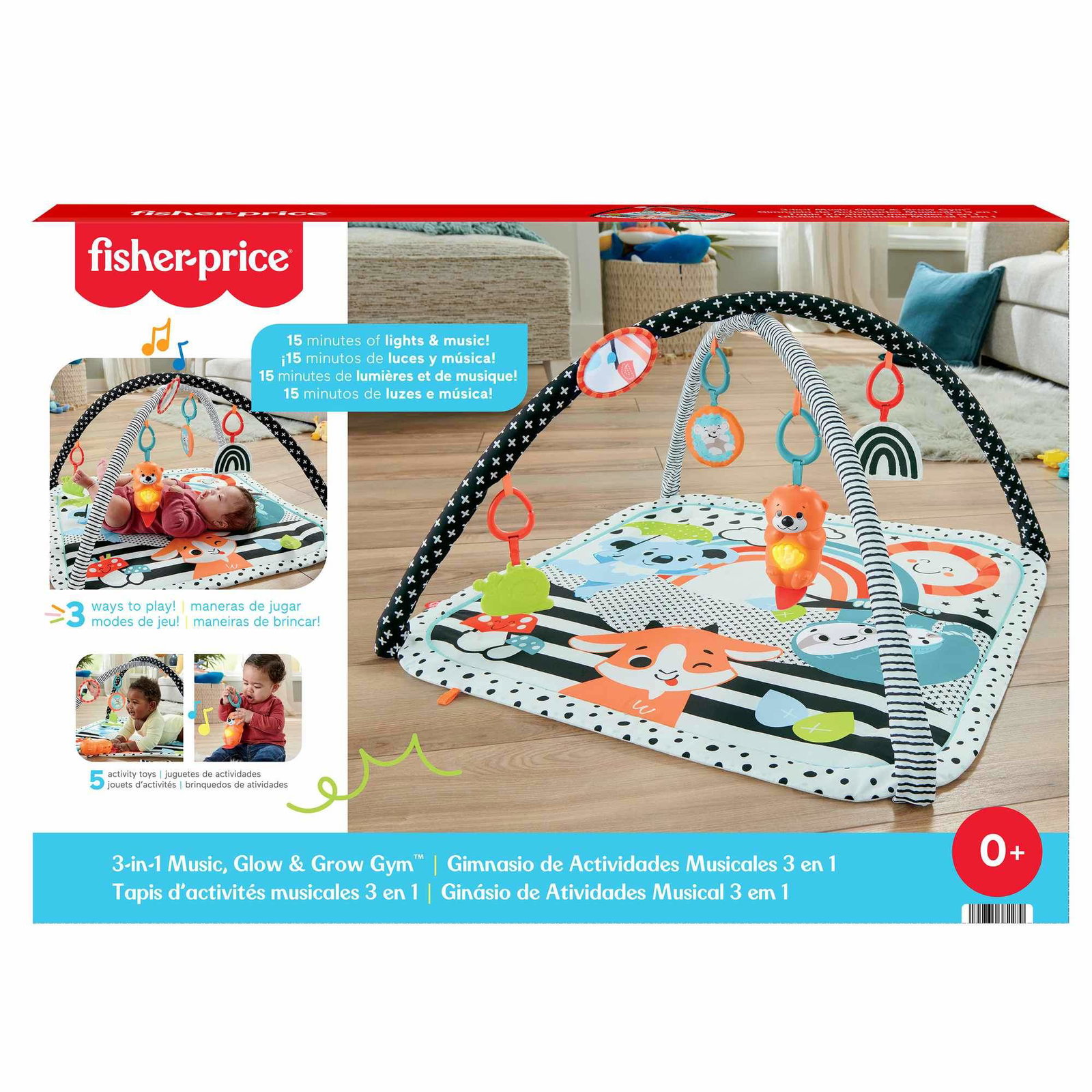 Babyaktivitetsmåtte med musik og lys, 76×76 cm