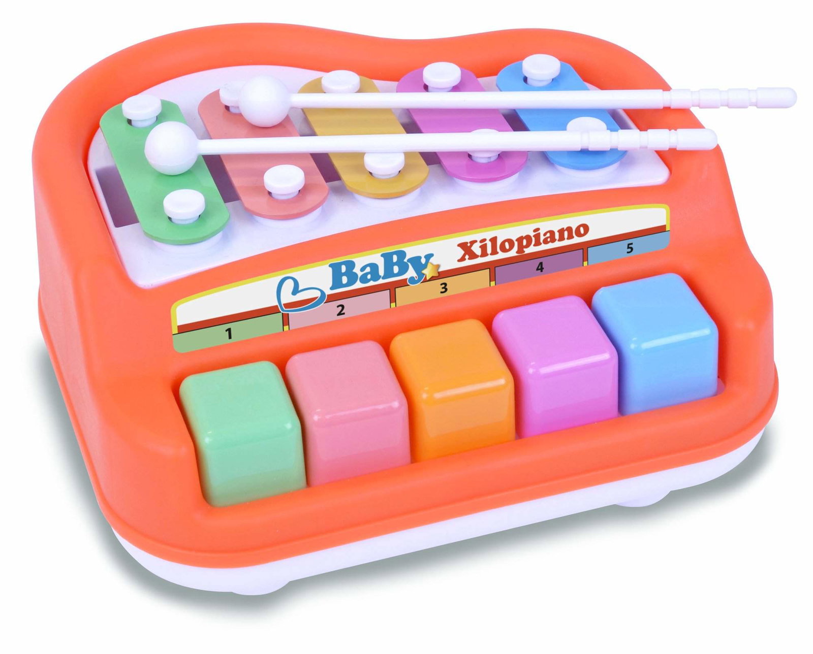 Xylopiano til børn, 5 noder, inklusive køller