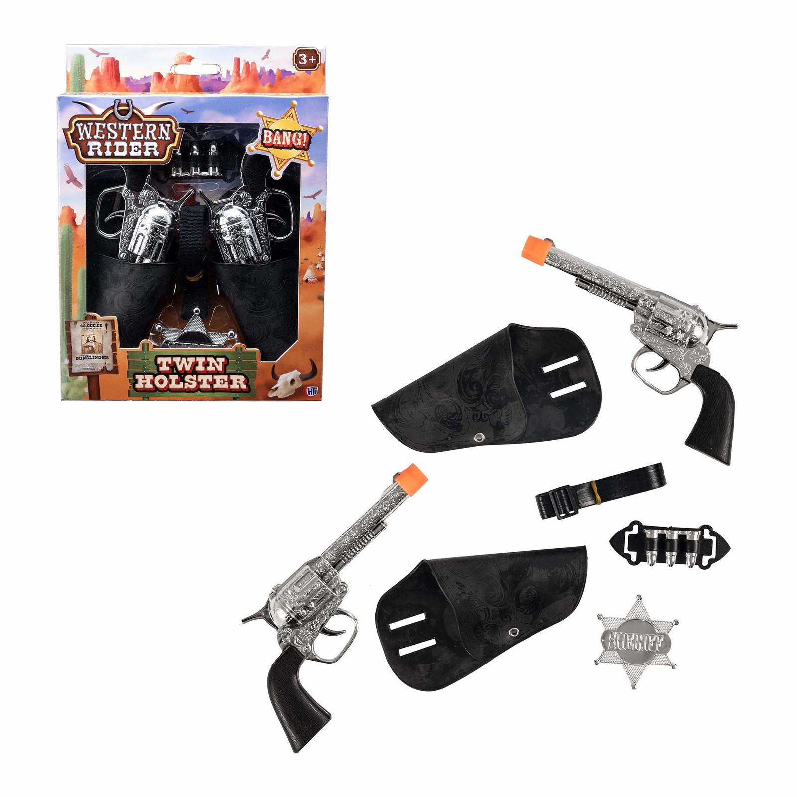 Western Twin-hölsterset med pistoler och märke | Hem & Hobby | Pryloteket