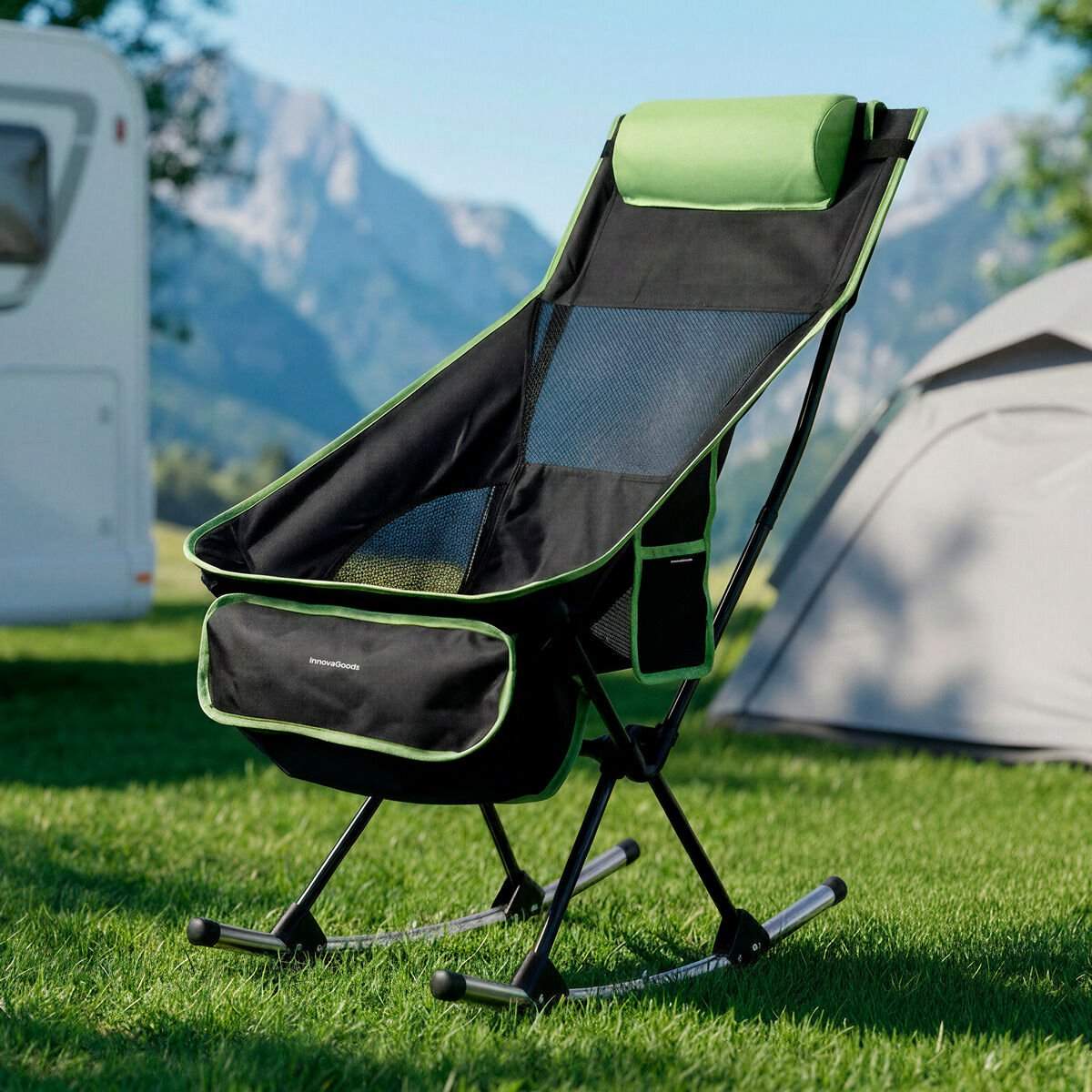 2-i-1 hopfällbar campinggungstol med dyna och väska | Hem & Hobby | Pryloteket