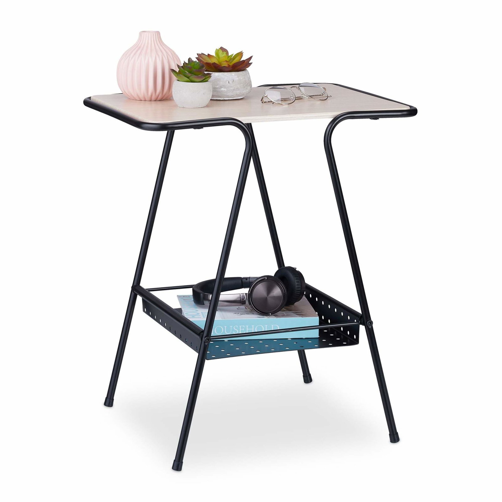 Sidebord med magasinhylde