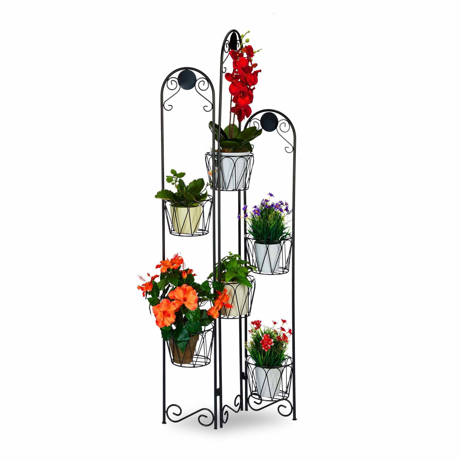 Sort blomstersokkel i metal