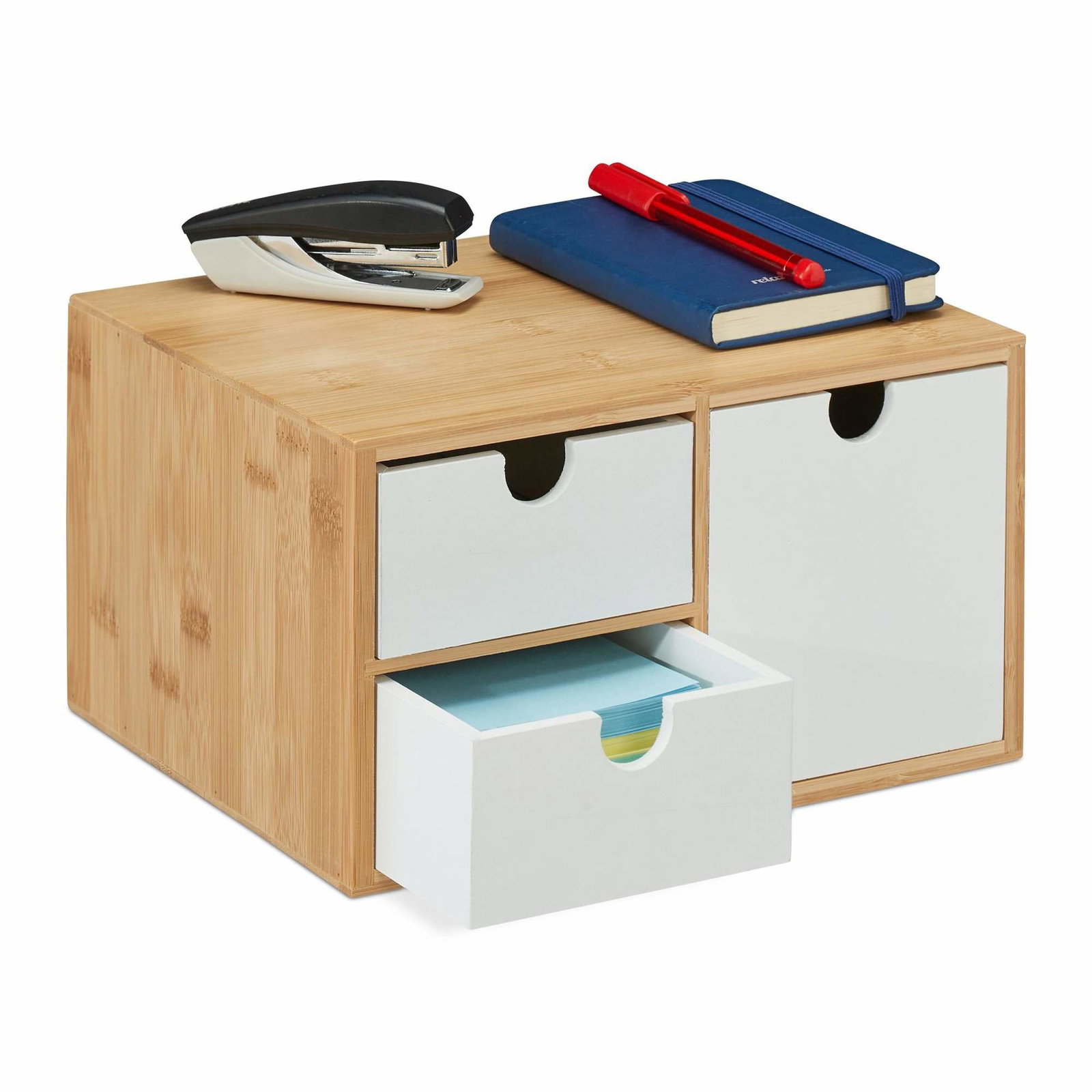 Skuffeboks i bambus & MDF 3 rum