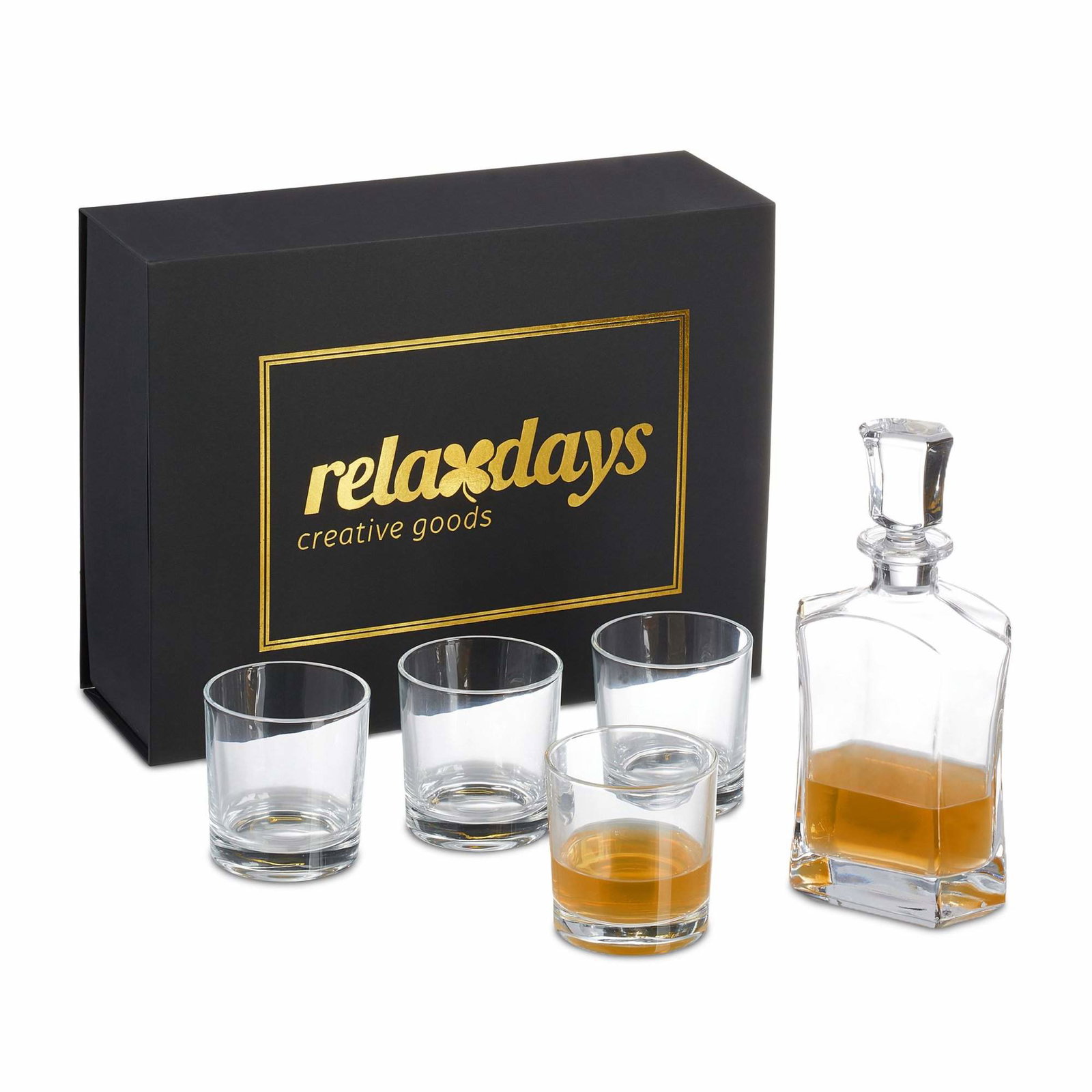 5-delt whiskysæt karaffel og glas