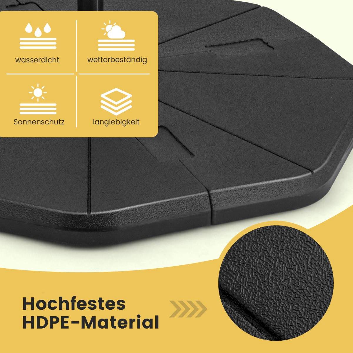 Fyldbar paraplyfod – 4 plader, 94 kg kapacitet, sort