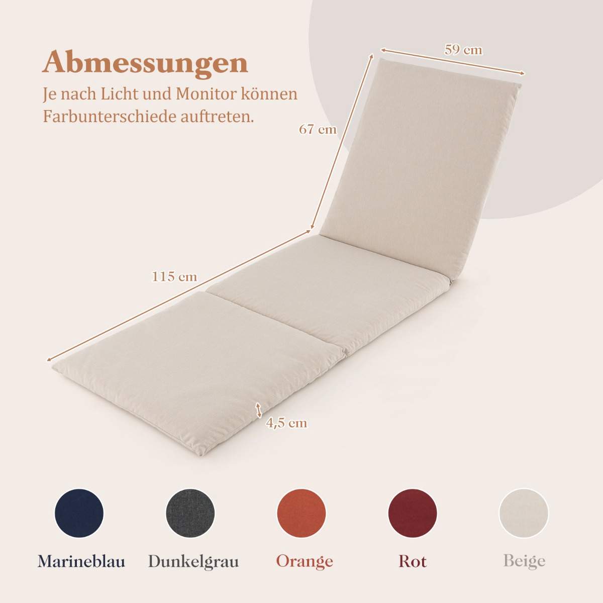 Liggestolshynde – Beige, Skumpolstret, 182 x 59 cm