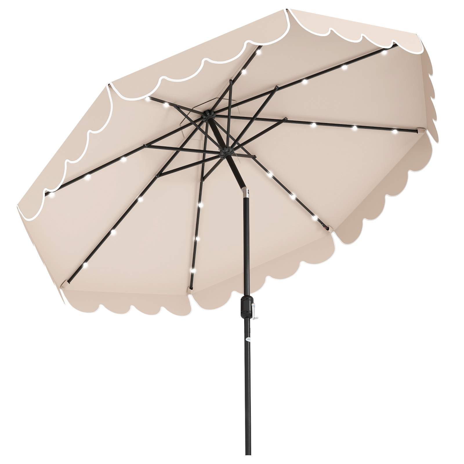 300 cm terrasseparasol med solcelledrevne LED-lys – beige