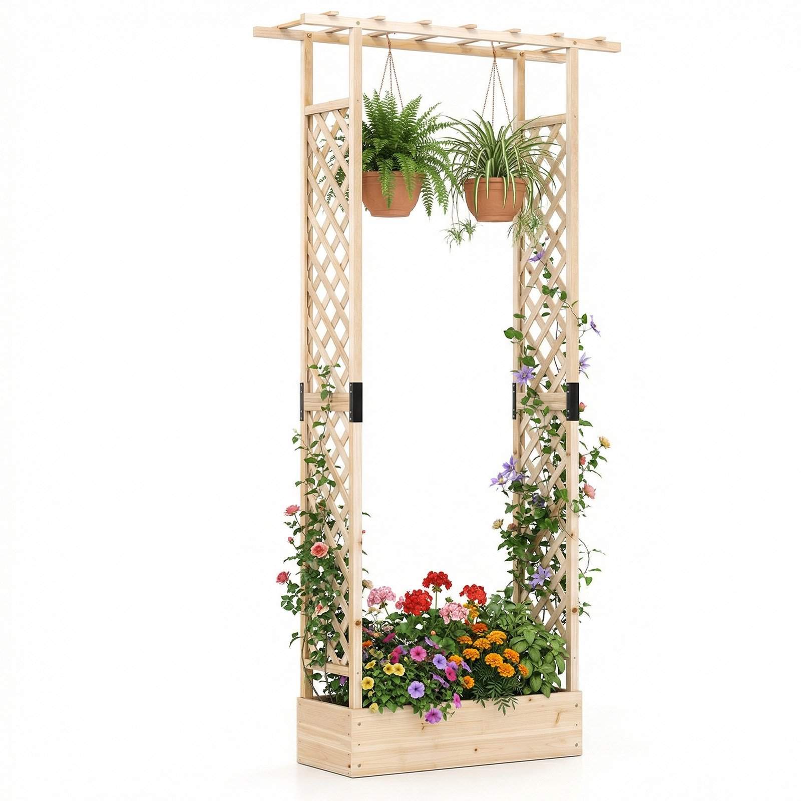 Lodret plantekasse med espalier og hængende tag