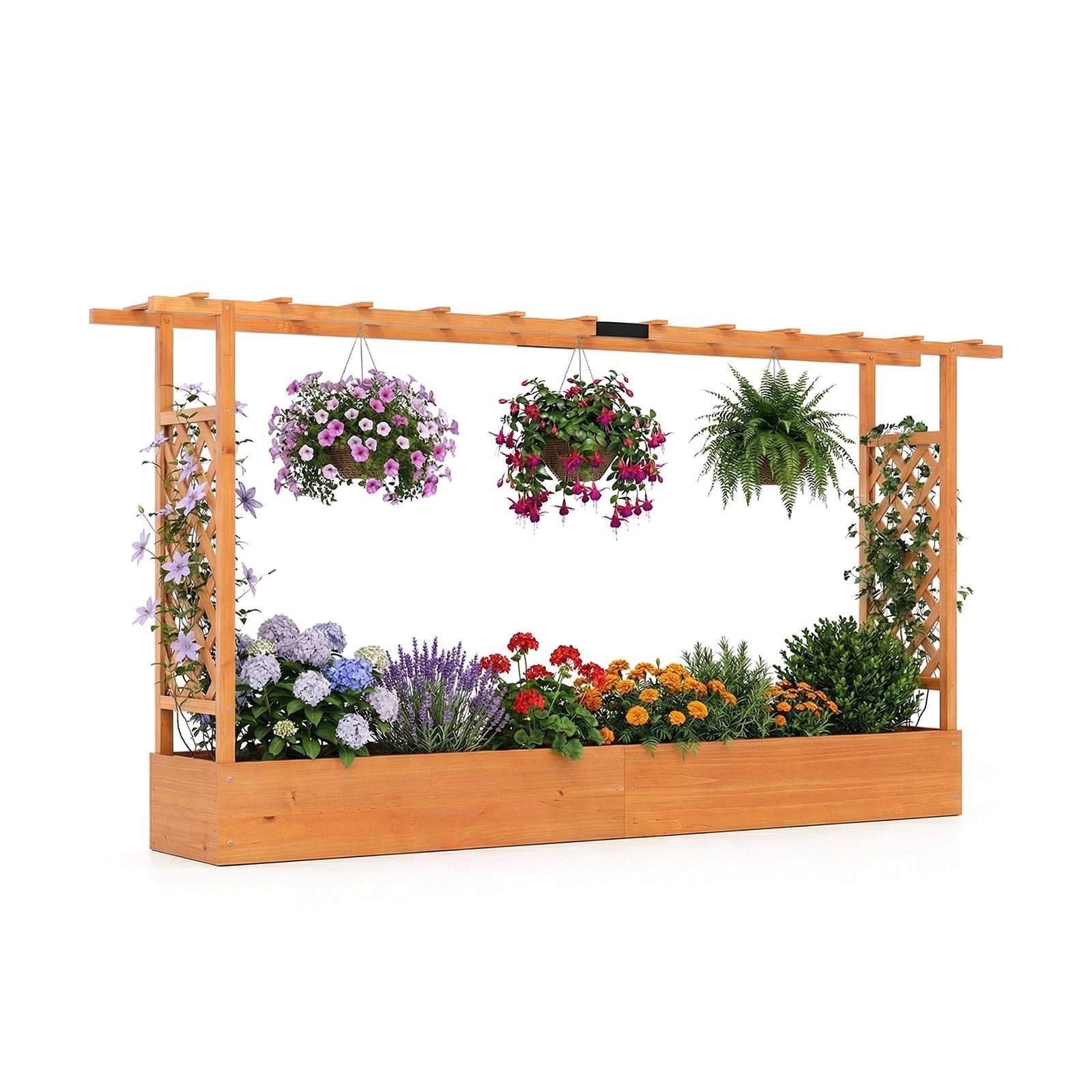 Lodret haveplantekasse med espalier – fyrretræ, 220x35x114 cm