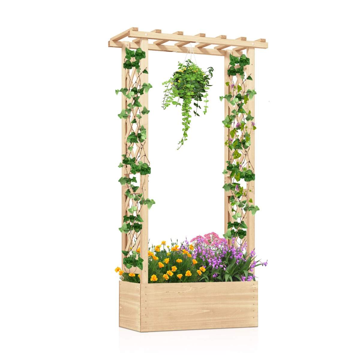 Træplantekasse med espalier og drænhuller