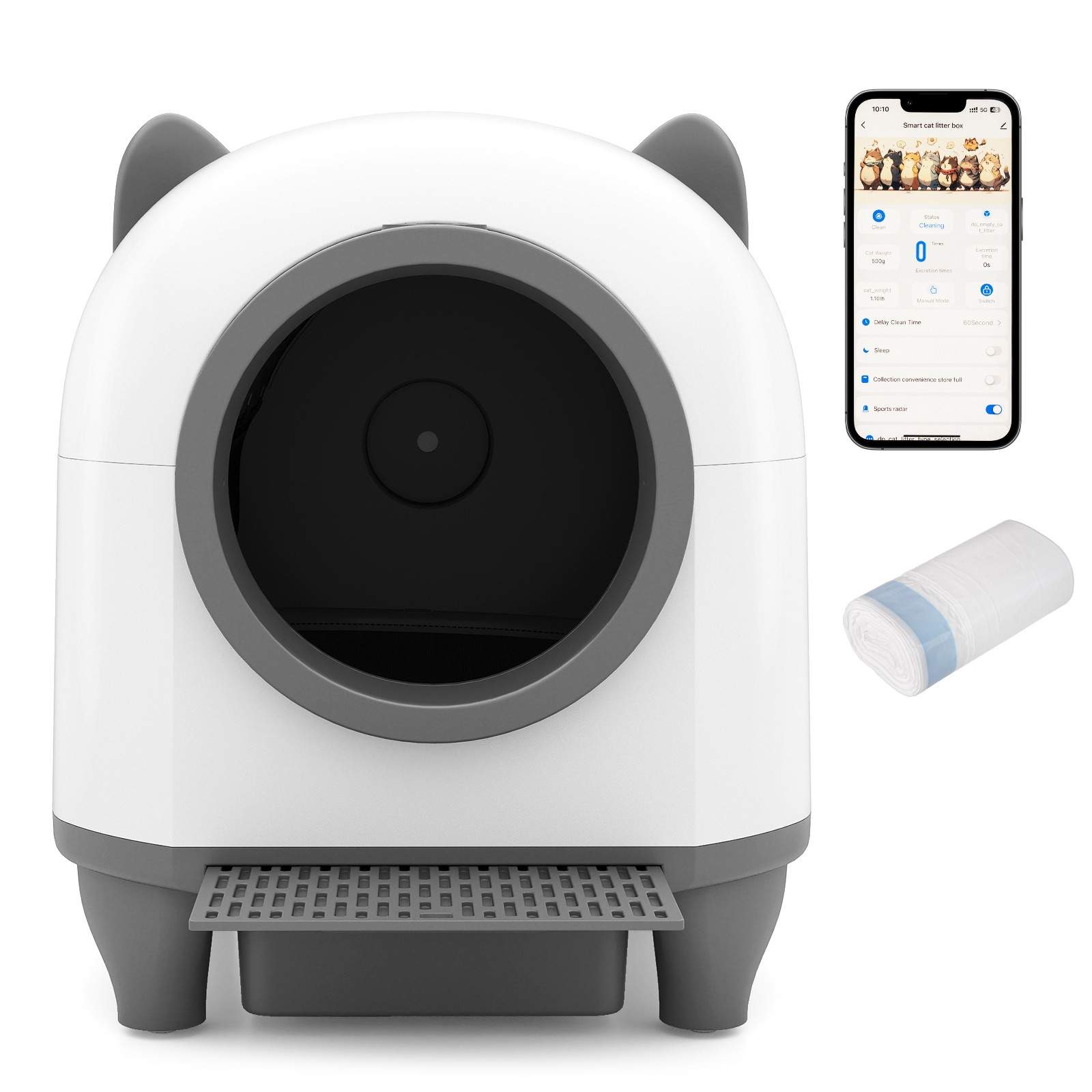 Selvrensende kattebakke – 80L, app-styret, lugtfri