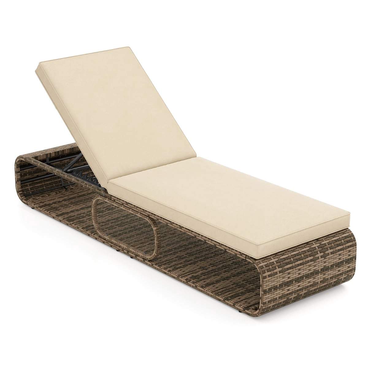 Justerbar rattan solseng med hynde – khaki