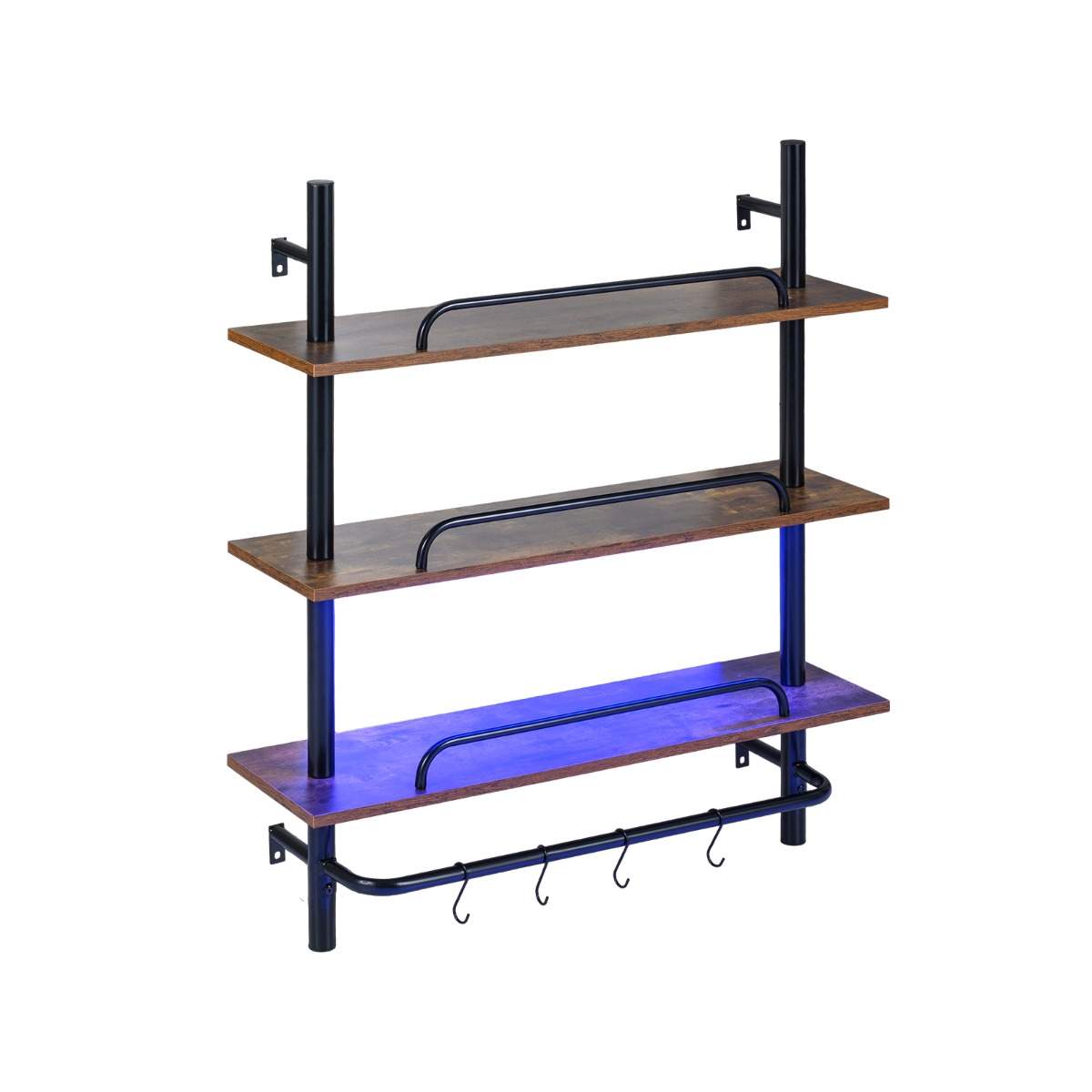 Svævende vægreol med RGB LED-lys – 3 niveauer