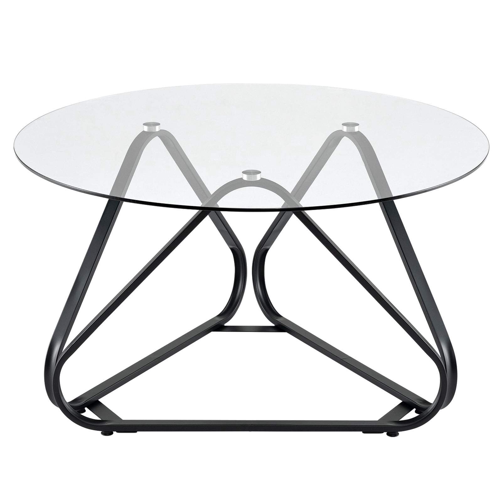 Glas sofabord – sort metalramme, 80x80 cm