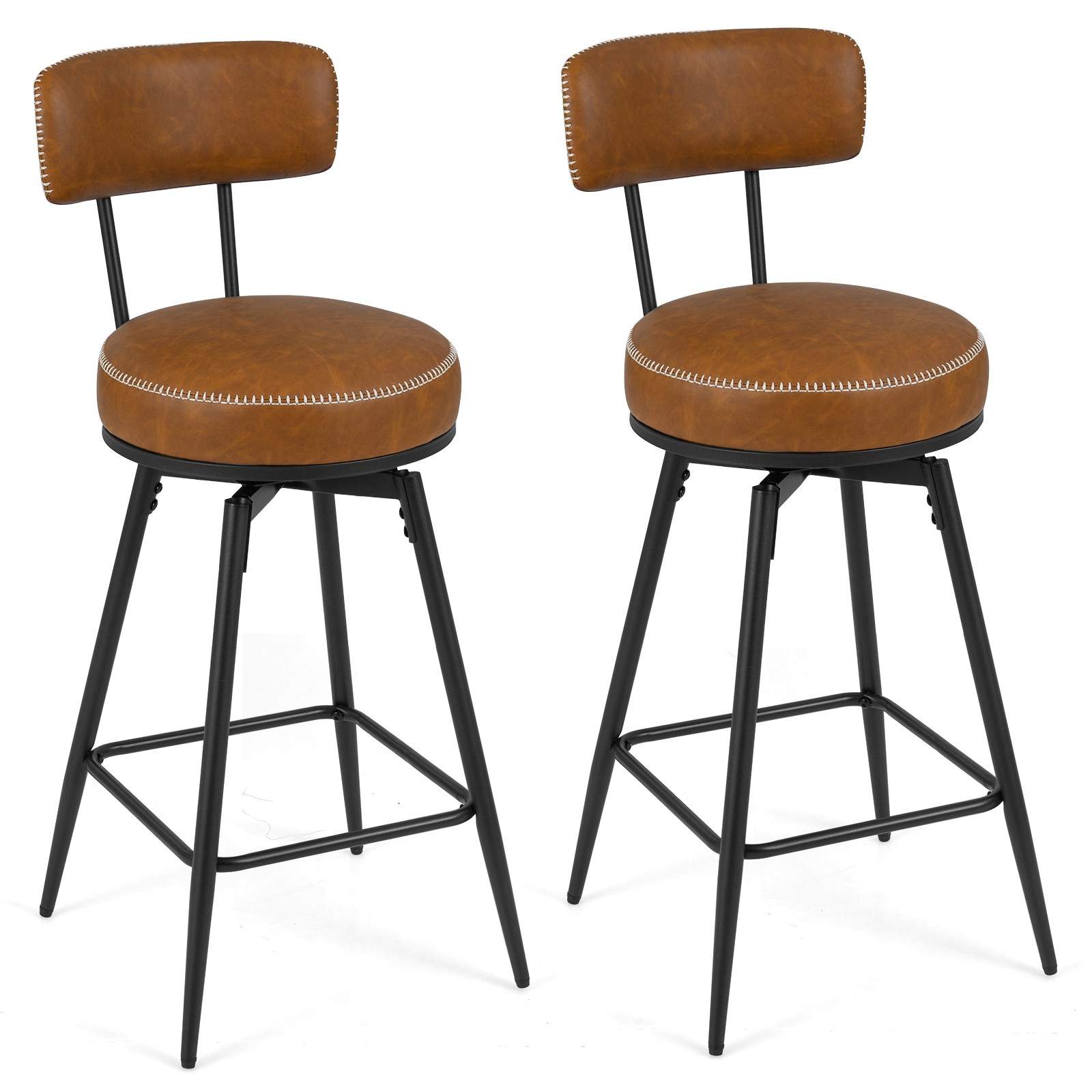 Drejebarstole sæt med 2 – Brun, Ergonomisk, 360° Rotation