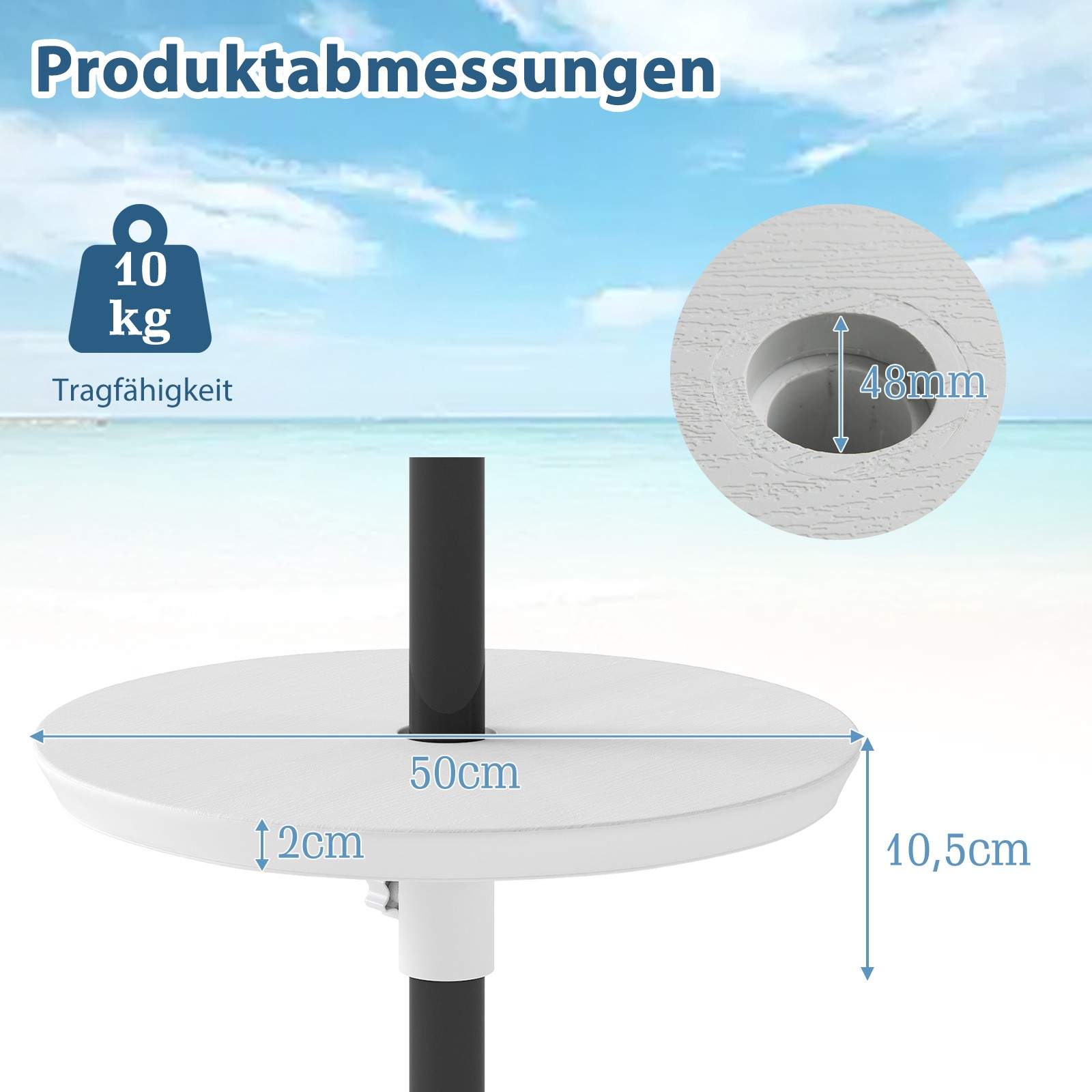 Justerbart parasolbord til terrassen – passer til stænger på 38-48 mm