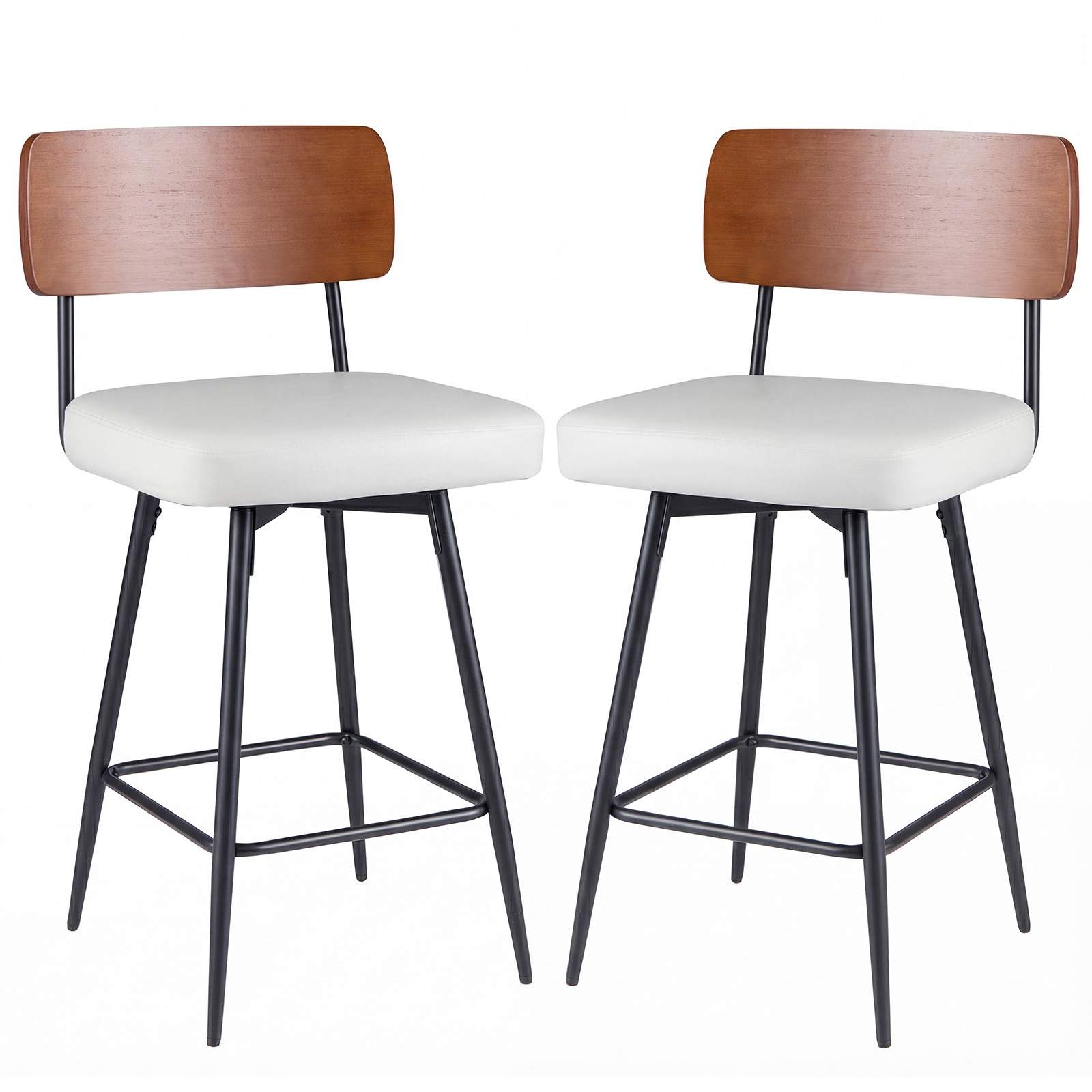 Drejebarstole sæt med 2 – Hvid, Ergonomisk, 360 graders rotation