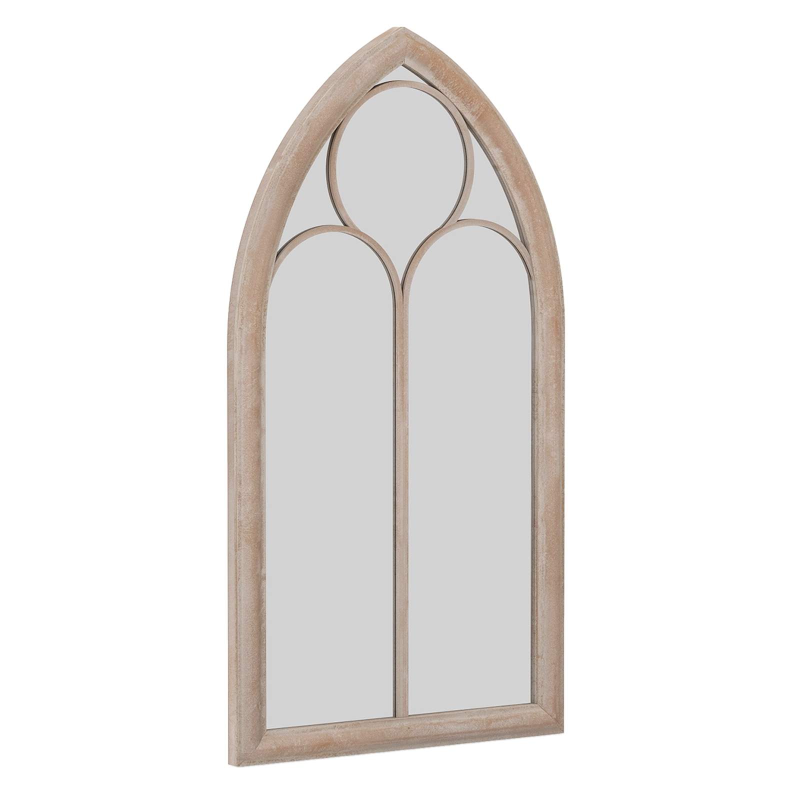 Vægspejl i landlig stil med buet mønster – grå metalramme, 111,5x60,5 cm