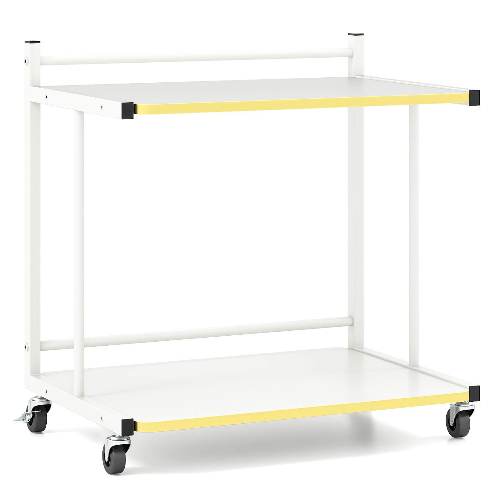Rullende sidebord med 2 hylder – hvid og guld