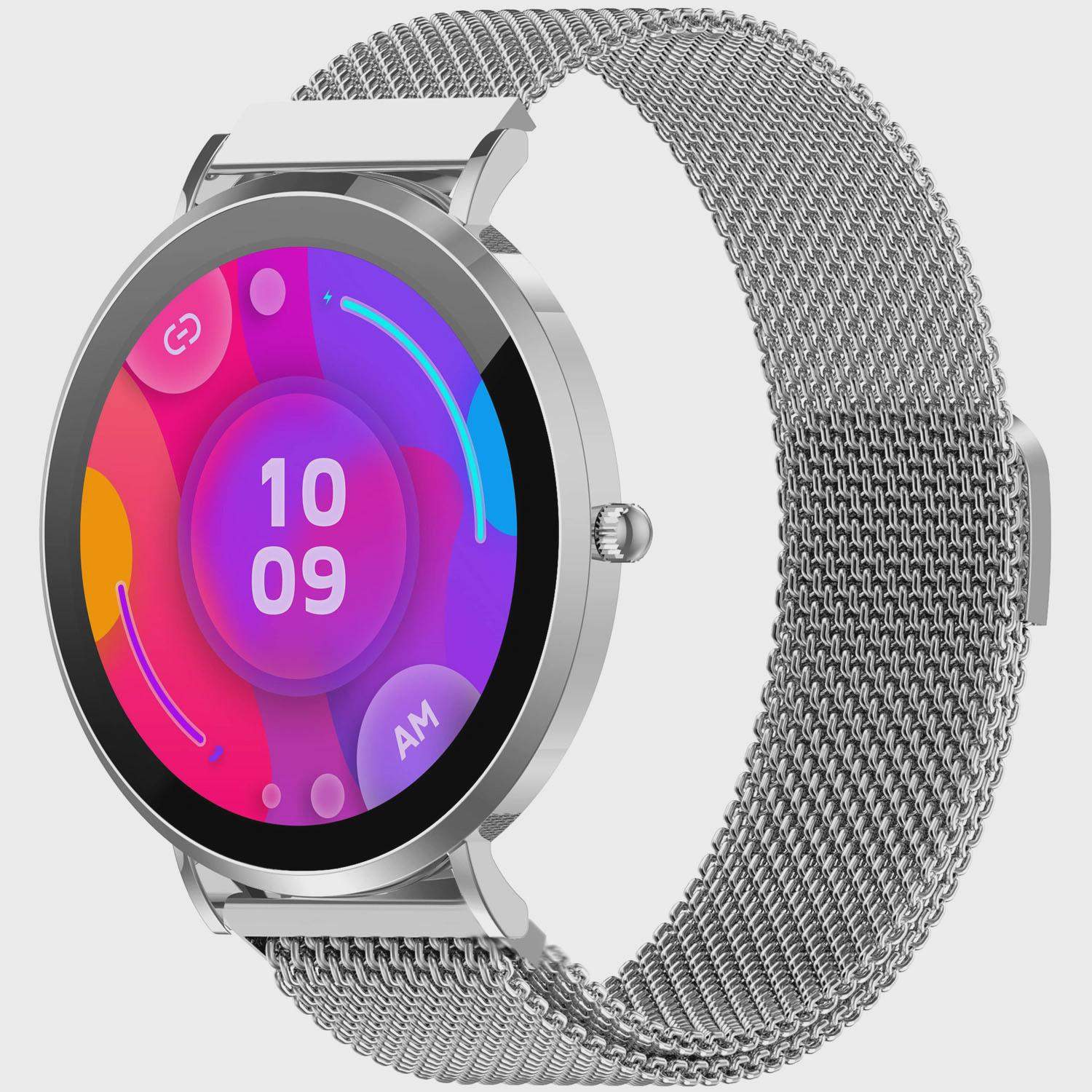 Smartwatch med AMOLED-skærm, sundhedssporing, sølv billede