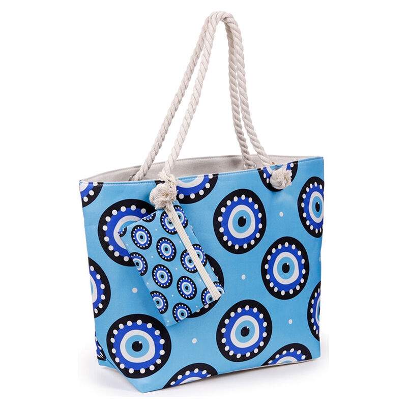 Turkish Eye strandtaskesæt – bomuld, 37x53x15cm