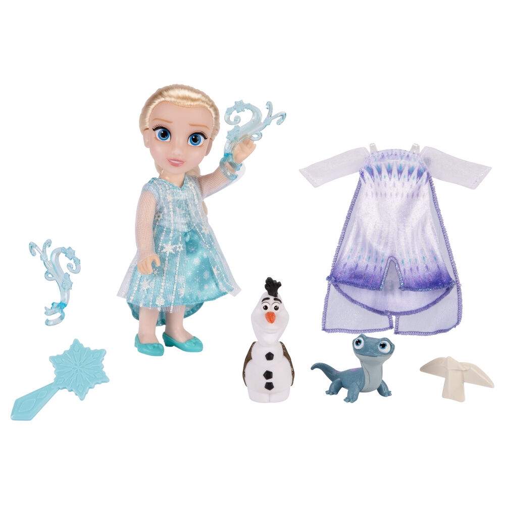 Frost Elsa-dukkesæt – 15 cm, 2 outfits, Olaf og tilbehør