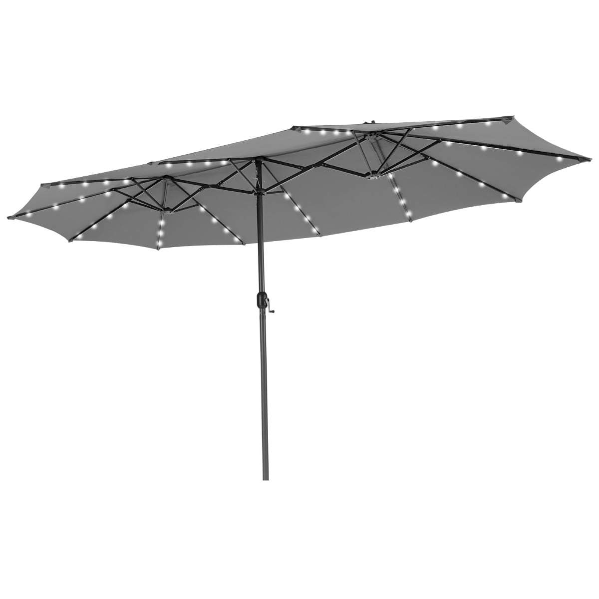 Stort dubbelt parasoll med solcellsdrivna LED-lampor | Hem & Hobby | Pryloteket
