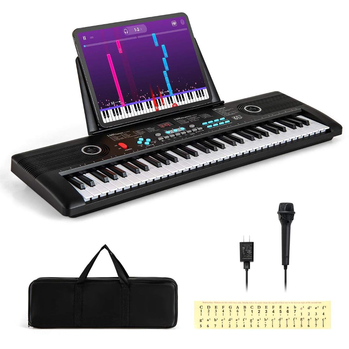 61-tangenters digitalpiano med stativ och mikrofon | Hem & Hobby | Pryloteket