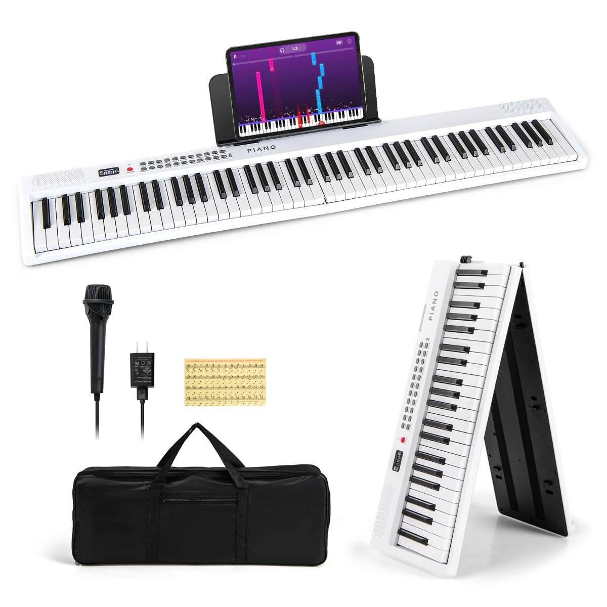 Hopfällbart digitalpiano med 88 tangenter och 1000 rytmer – Vitt | Hem & Hobby | Pryloteket