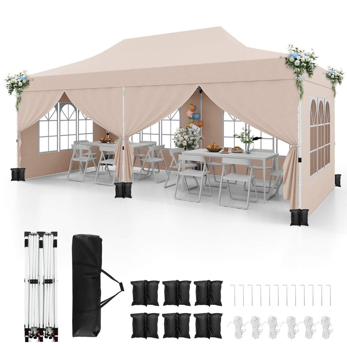 3x6m popup-paviljong med avtagbara väggar och sandsäckar | Hem & Hobby | Pryloteket