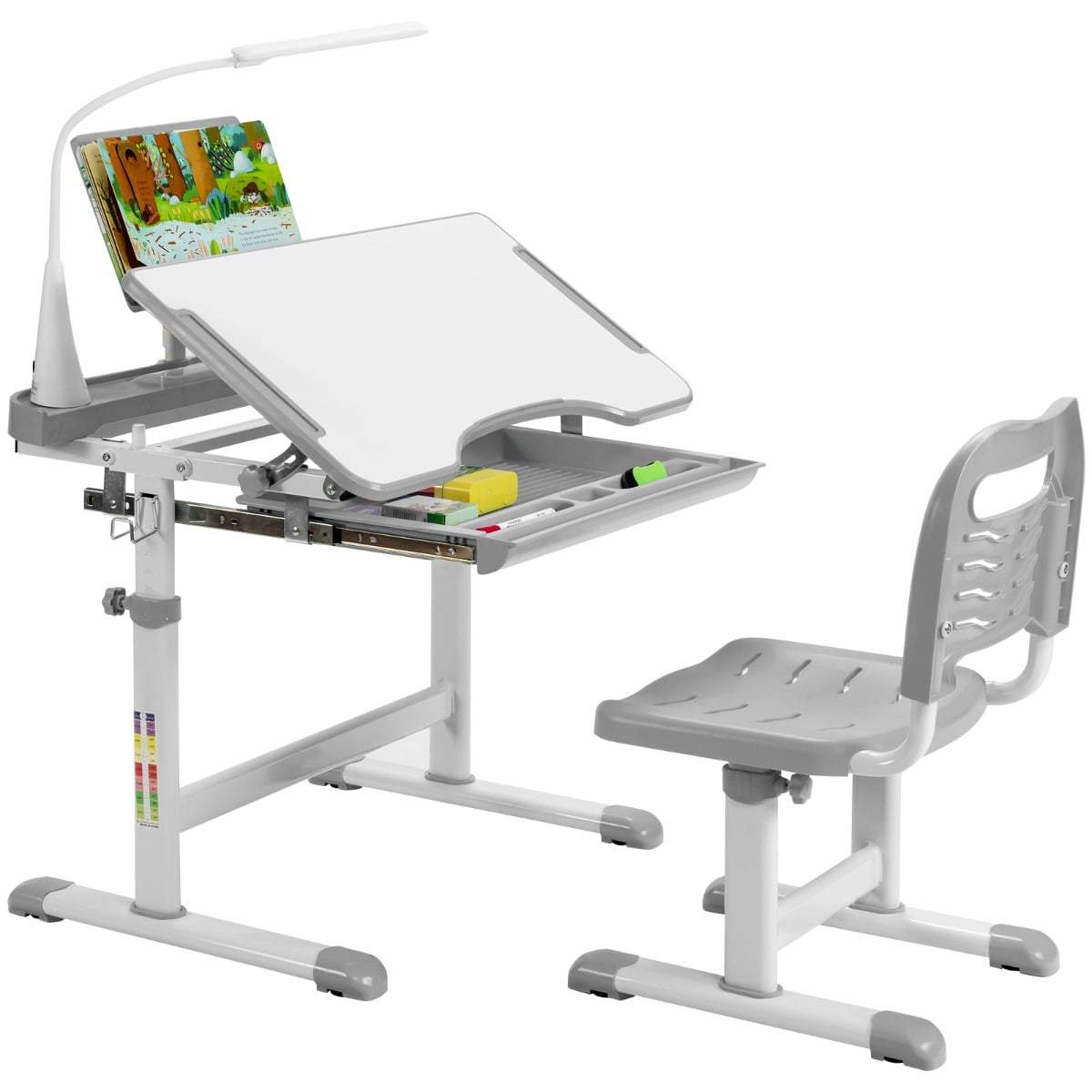 Barnskrivbord och stolsset med LED-ljus – justerbar höjd | Hem & Hobby | Pryloteket