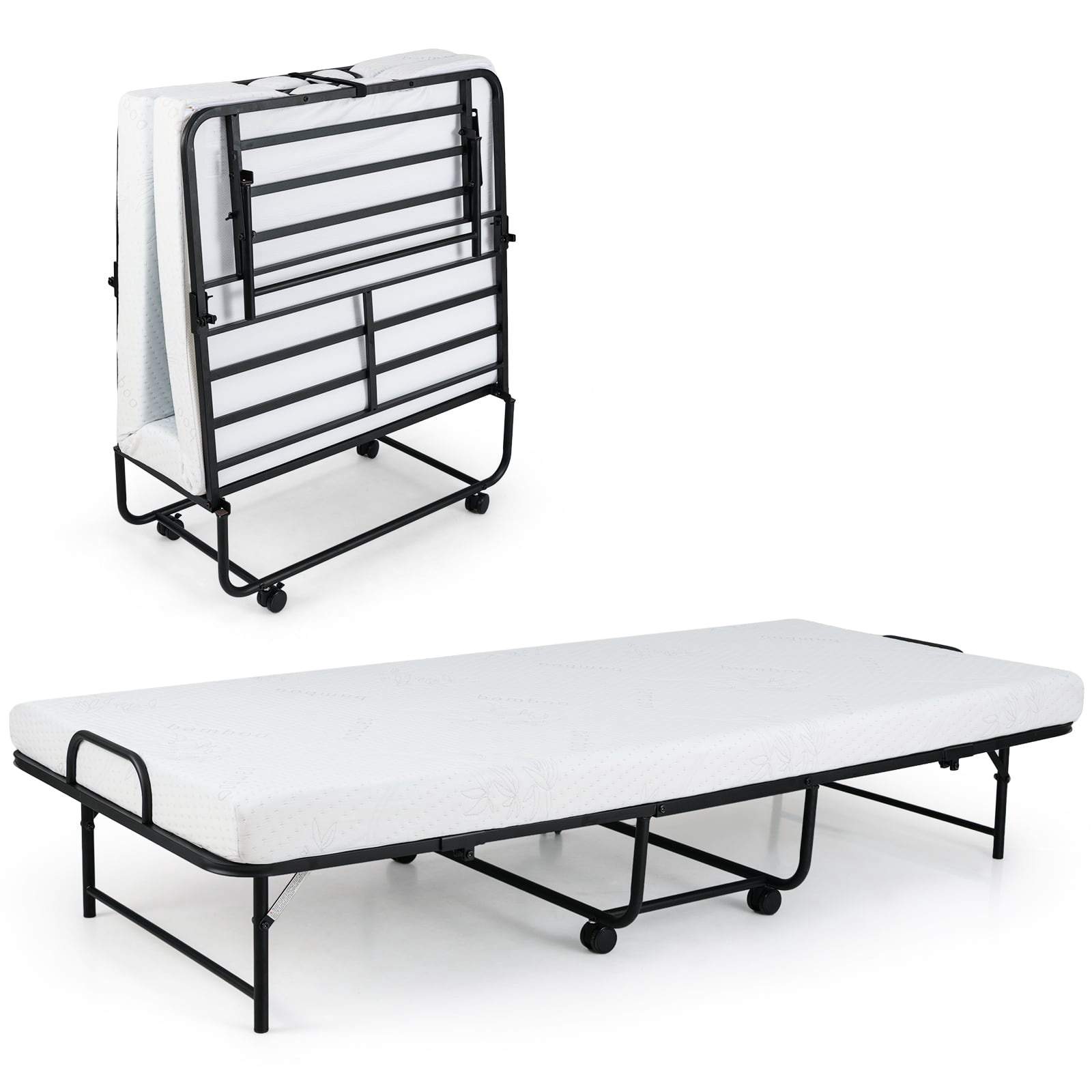 Hopfällbar gästsäng med madrass – 220 kg kapacitet, metallram | Hem & Hobby | Pryloteket