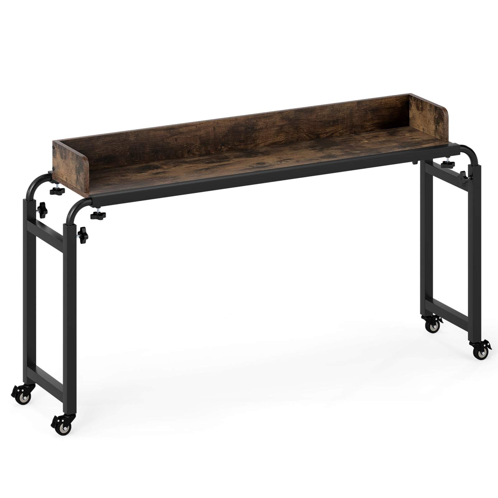 Justerbart överbäddsbord med låsbara hjul – Rustikt brunt | Hem & Hobby | Pryloteket