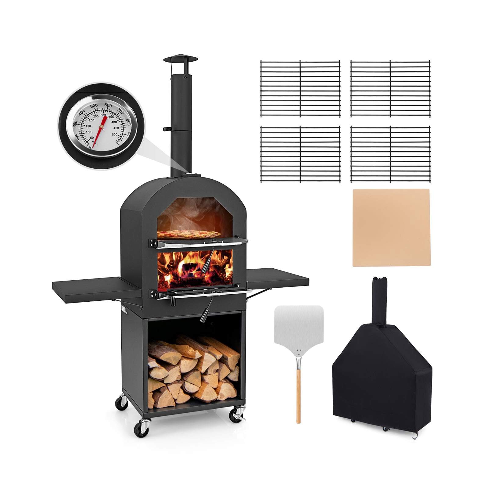 Vedeldad pizzaugn för utomhusbruk med lock och sten | Hem & Hobby | Pryloteket