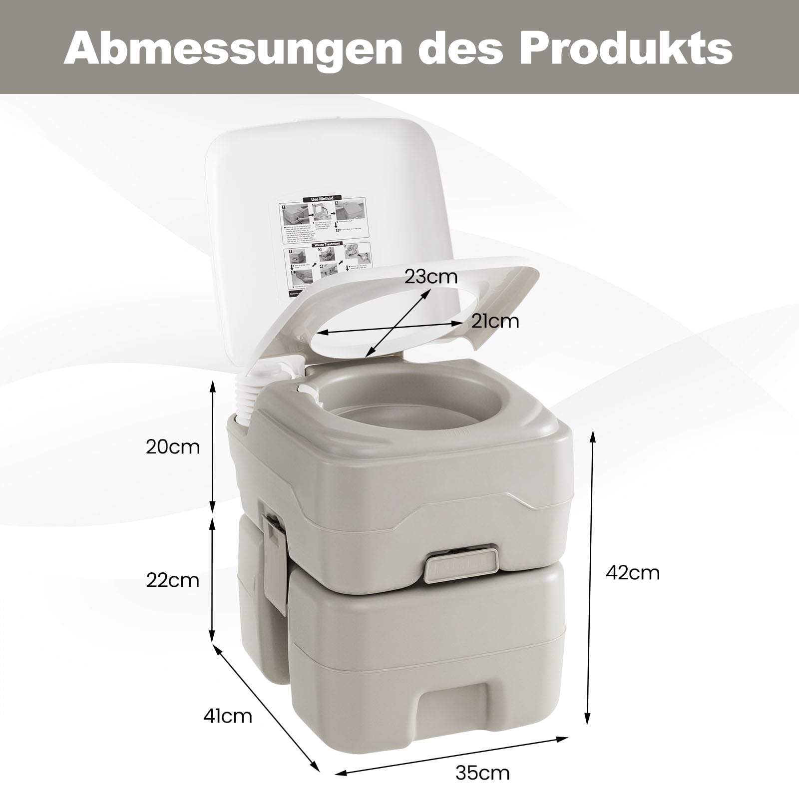 Bärbar toalett med 20 liters avfallstank – Kompakt rese-toalett | Hem & Hobby | Pryloteket