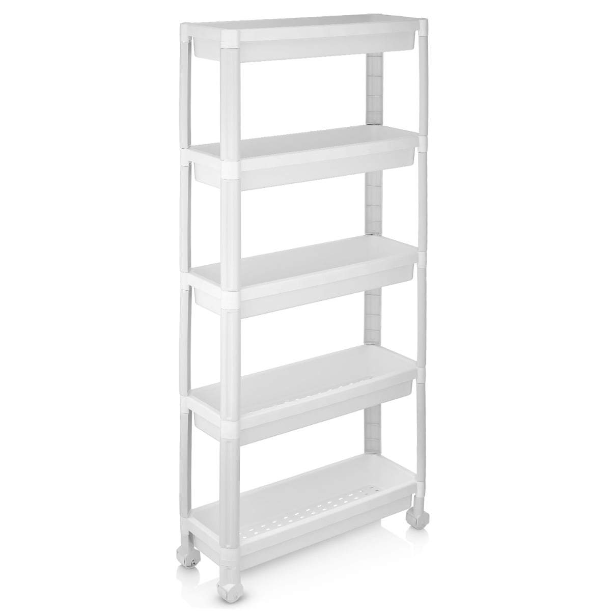 Smal rullvagn med 5 våningar – vit, platsbesparande design | Hem & Hobby | Pryloteket