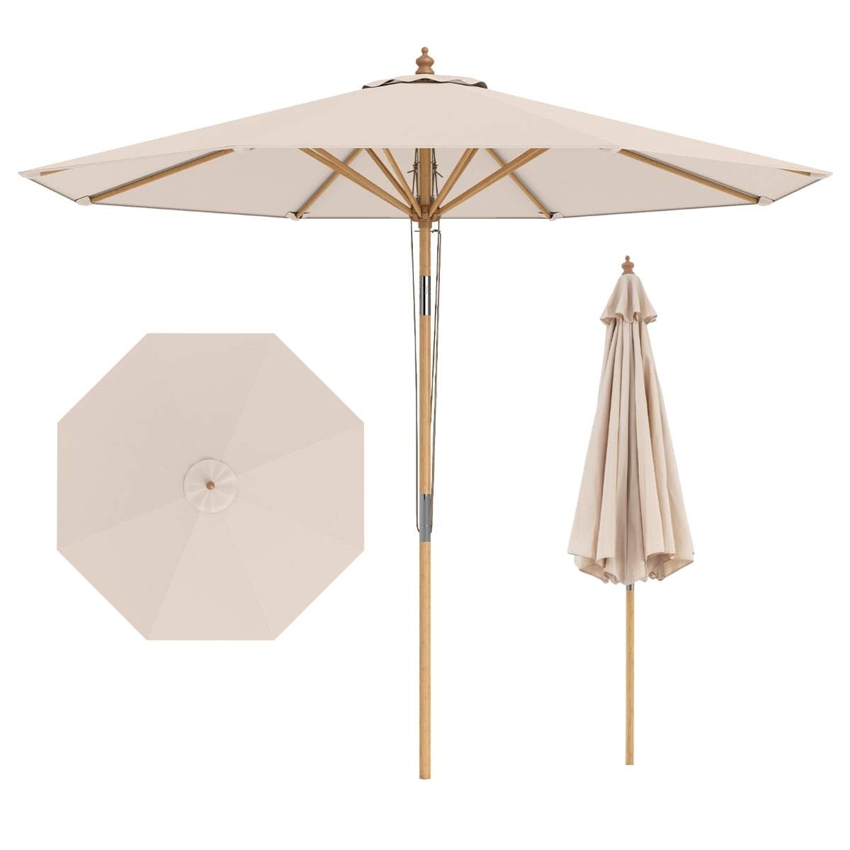 Beige parasoll, 270 cm, justerbar bamburam | Hem & Hobby | Pryloteket