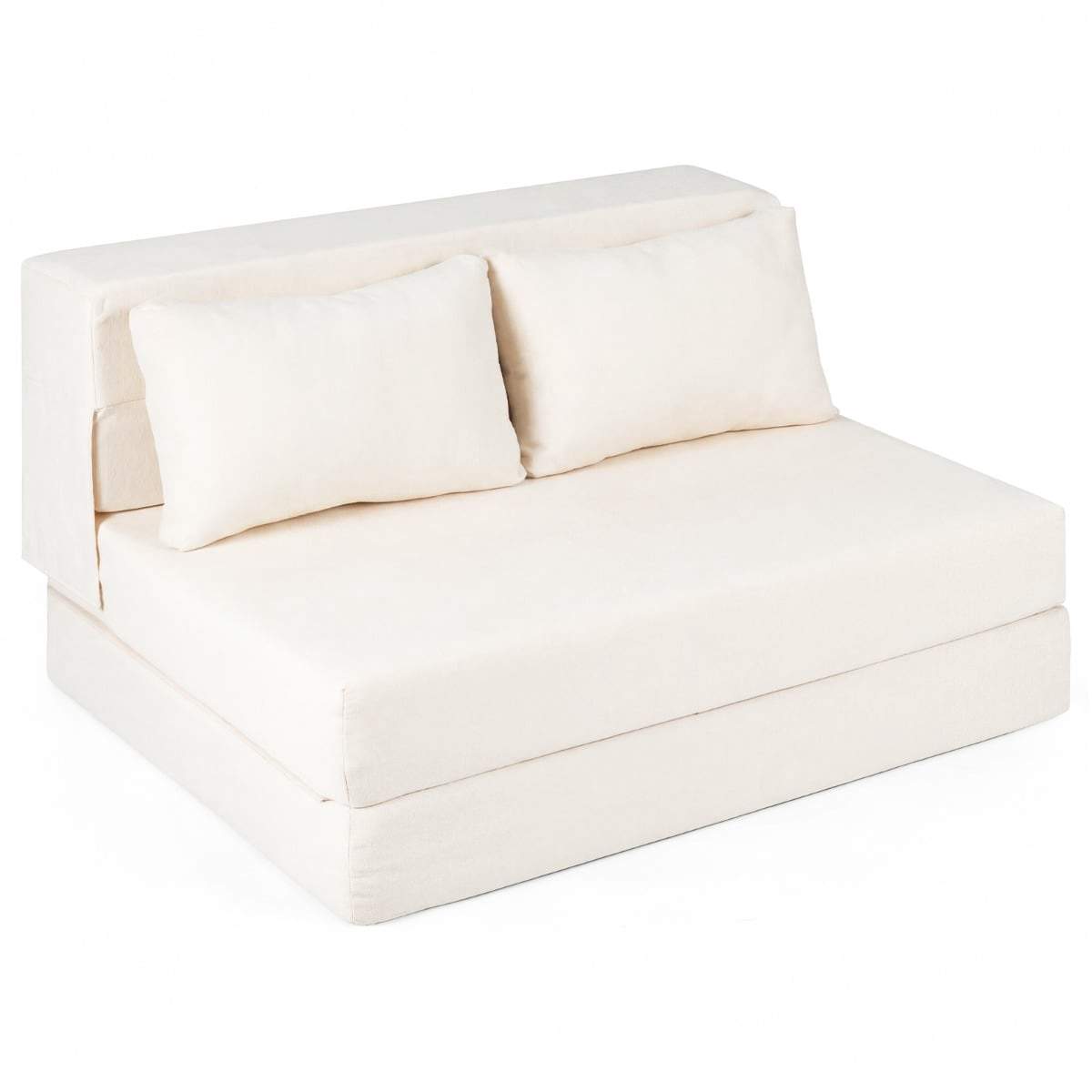 3-i-1 Chenille sovesofa med hynder – Beige