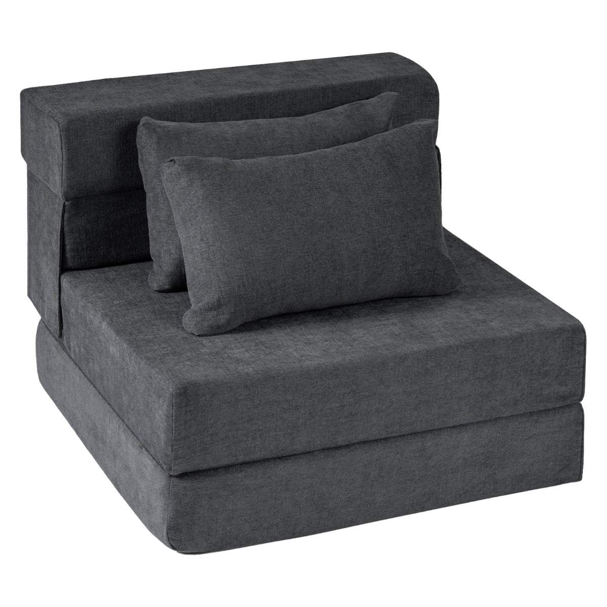 3-i-1 Chenille sovesofa med 2 hynder – grå