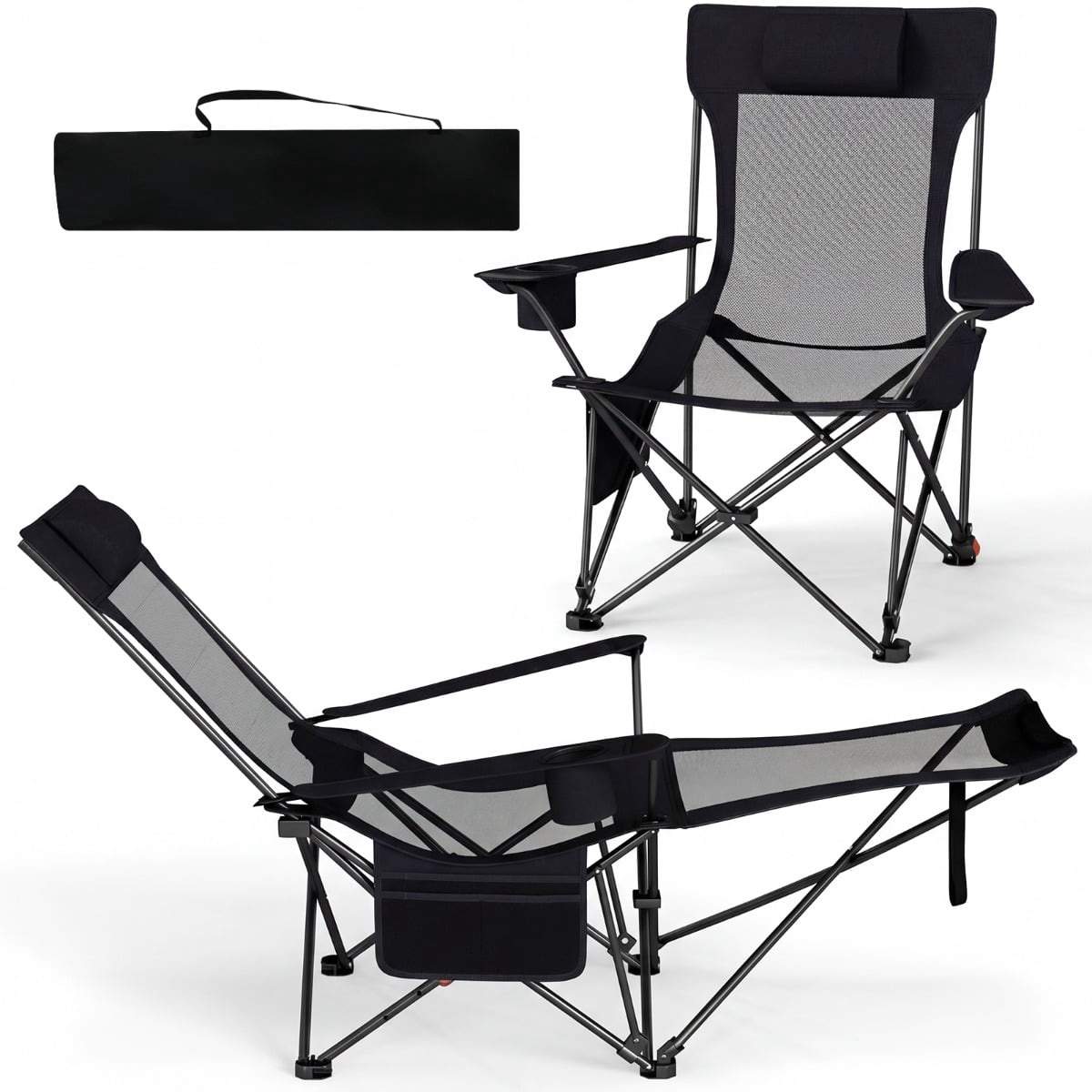 Campingstol med justerbart ryggstöd och fotstöd | Hem & Hobby | Pryloteket