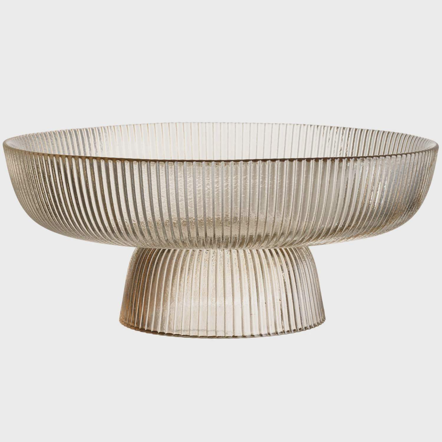 Glaskagefad, ribbet design, 26 cm, champagnefarvet billede